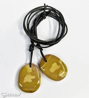 Stock restant Mookaite jaune pendentif XL avec bracelet en cuir