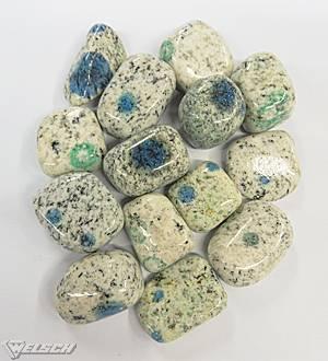 Trommelsteine K2 Stein / Granit mit Azurit und Malachit